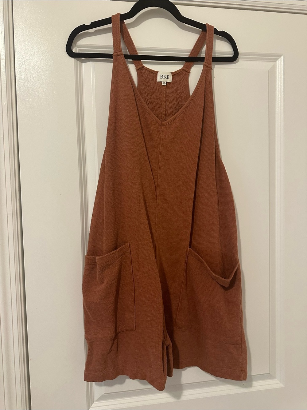 BKE Sleeveless Knit Romper in Rust